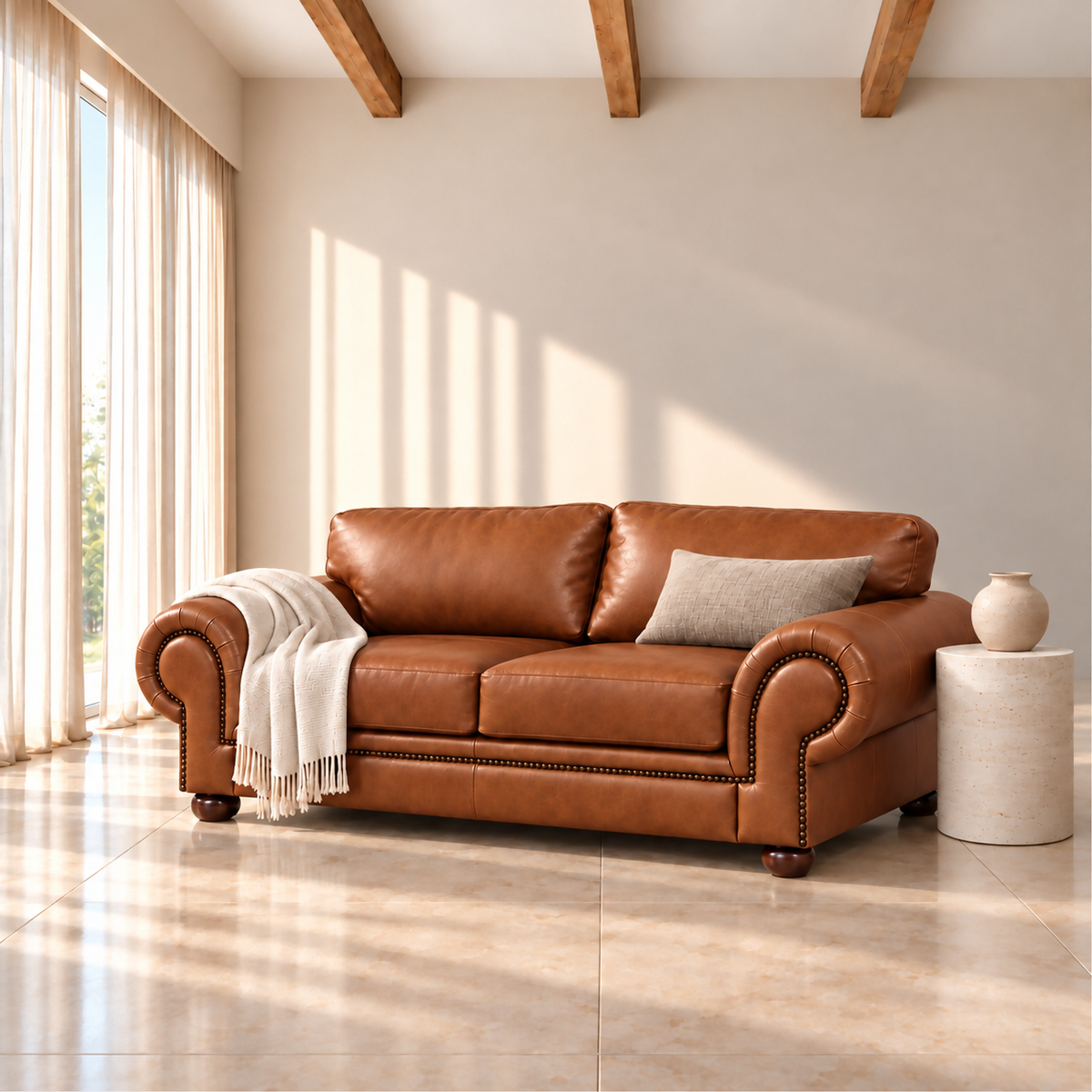 Shaka Leather Couch - Ouhout