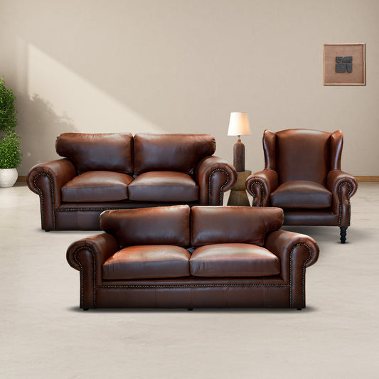 Namib Leather Wingback & Sofa Combo