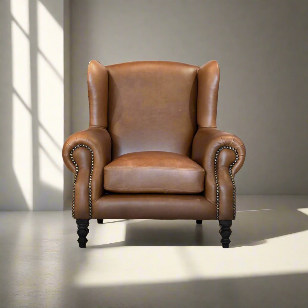 Classic Leather Wingback Chair