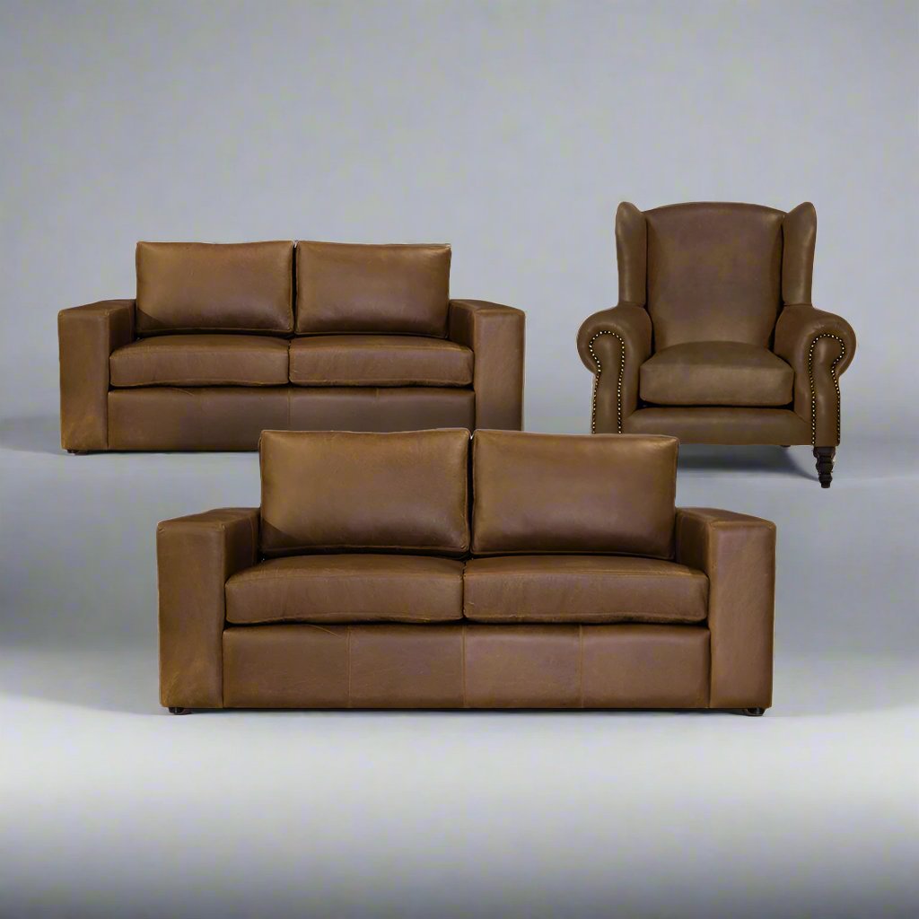 Zambezi Leather Wingback & Sofa Combo