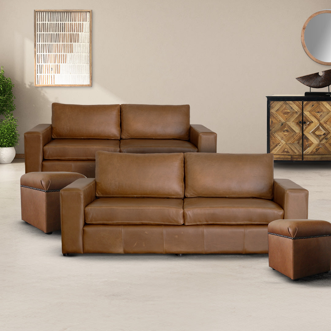 Zambezi | Bovine 2 + 3 Seater Couch Set  + 2 Ottomans