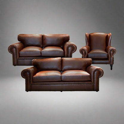 Namib Leather Wingback & Sofa Combo