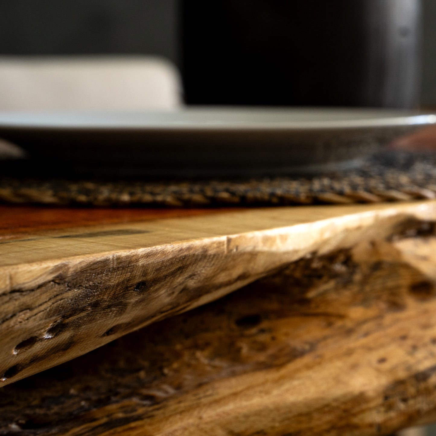 Blackwood Live Edge Dining Combo | Material Chairs