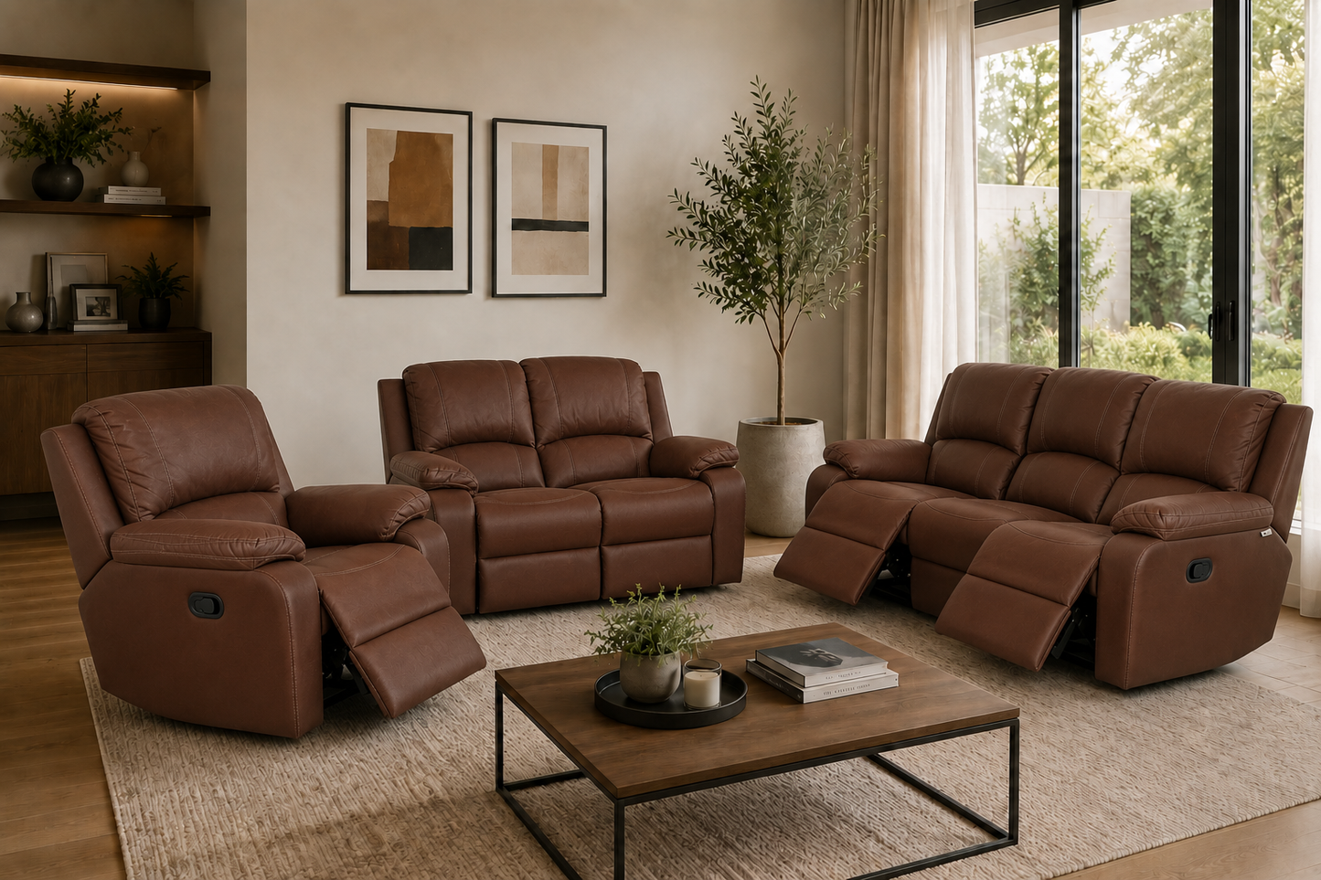 Lyla 3-2-1 Motion Recliner Suite Tobacco - Ouhout