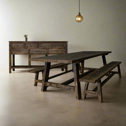 Congo Renoir Dining Table + Benches + Stonebridge