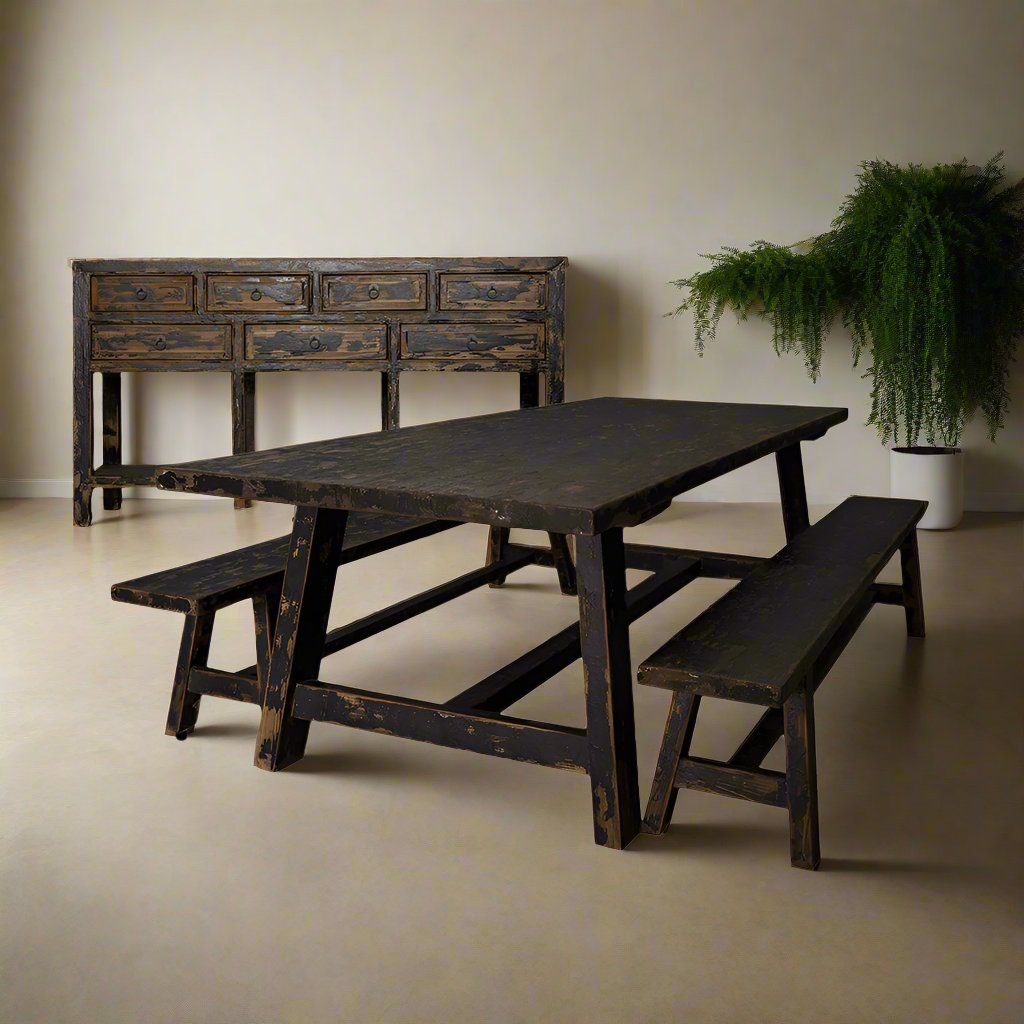 Congo Renoir Dining Table + Benches + Stonebridge