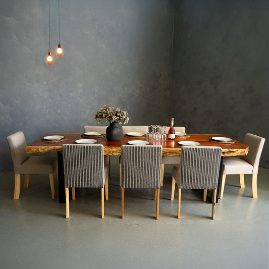 Blackwood Live Edge Dining Combo | Material Chairs