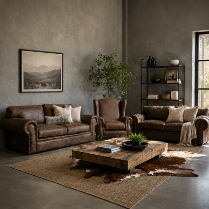 Zambezi Leather Wingback & Sofa Combo