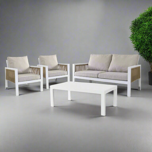 Cora Outdoor Lounge Set | White/Natural