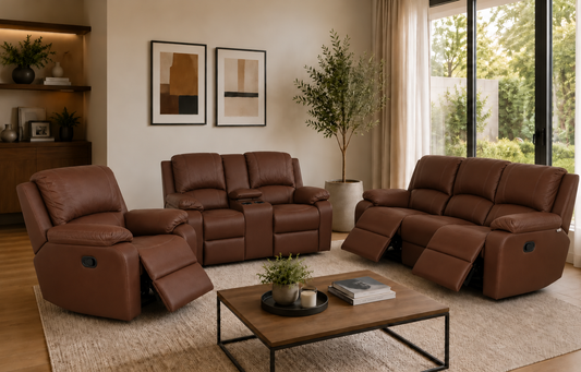 Lyla Tobacco Motion Recliner Suite 3-2-1 - Ouhout
