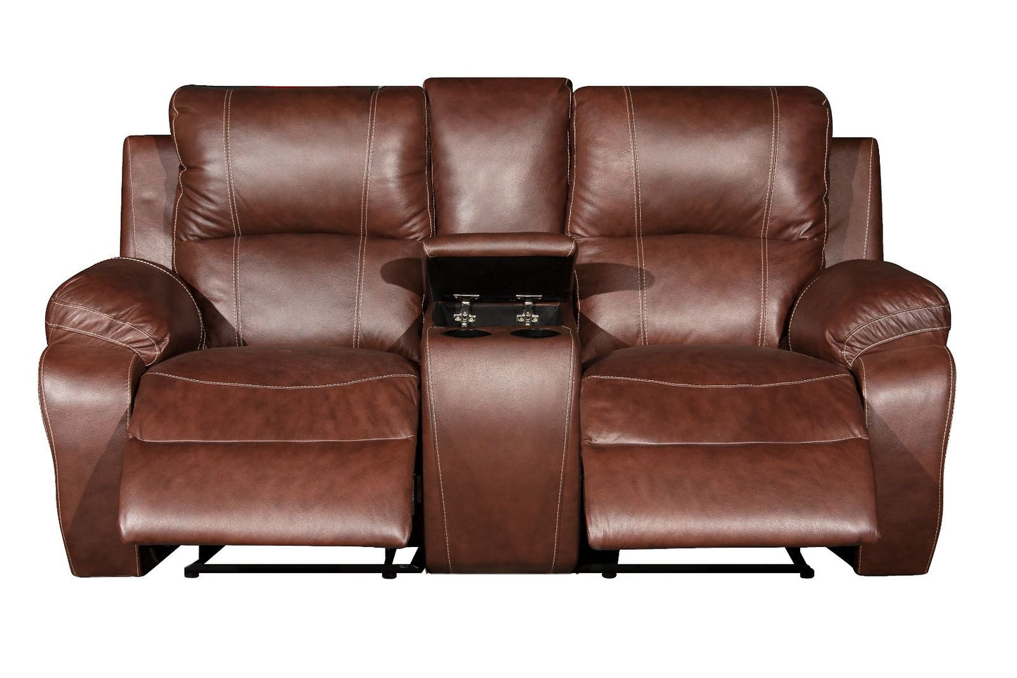Three Action Full Leather Tobacco Recliner Set - 3 Seater Fixed, 2 Seater 2 Action, 1 Seater 1 Action - Ouhout