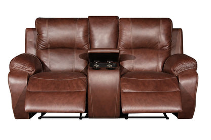 Three Action Full Leather Tobacco Recliner Set - 3 Seater Fixed, 2 Seater 2 Action, 1 Seater 1 Action - Ouhout