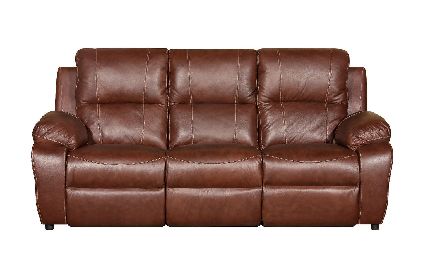 Three Action Full Leather Tobacco Recliner Set - 3 Seater Fixed, 2 Seater 2 Action, 1 Seater 1 Action - Ouhout