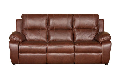 Three Action Full Leather Tobacco Recliner Set - 3 Seater Fixed, 2 Seater 2 Action, 1 Seater 1 Action - Ouhout